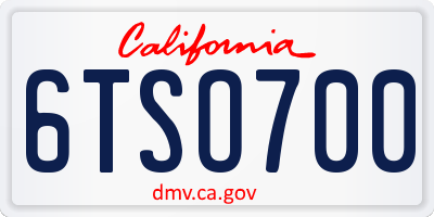 CA license plate 6TSO700