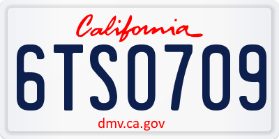 CA license plate 6TSO709