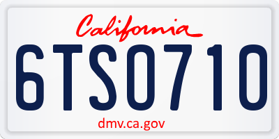 CA license plate 6TSO710