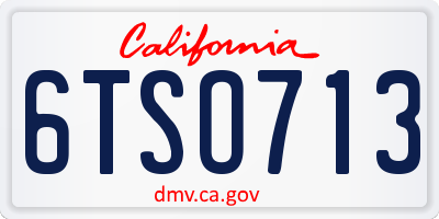 CA license plate 6TSO713