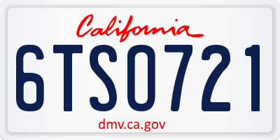 CA license plate 6TSO721