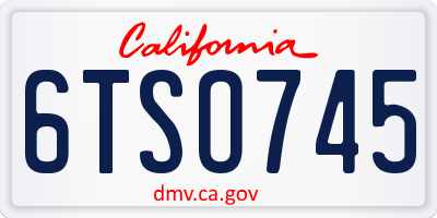 CA license plate 6TSO745