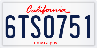 CA license plate 6TSO751