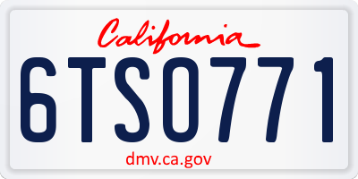 CA license plate 6TSO771