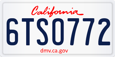 CA license plate 6TSO772