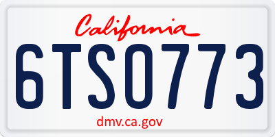 CA license plate 6TSO773