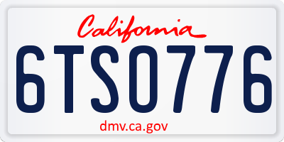 CA license plate 6TSO776
