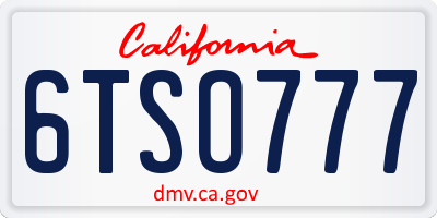 CA license plate 6TSO777