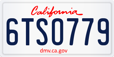 CA license plate 6TSO779