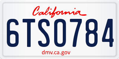 CA license plate 6TSO784