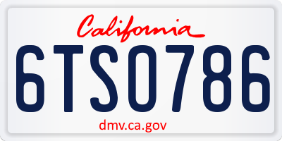 CA license plate 6TSO786