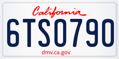 CA license plate 6TSO790