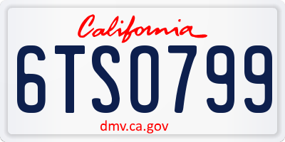 CA license plate 6TSO799