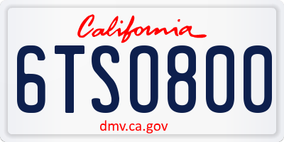CA license plate 6TSO800