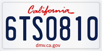 CA license plate 6TSO810