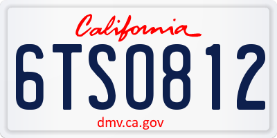 CA license plate 6TSO812