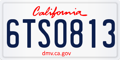 CA license plate 6TSO813