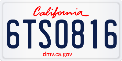 CA license plate 6TSO816