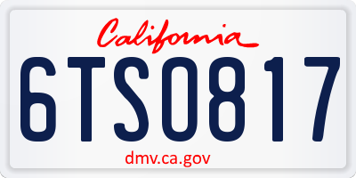 CA license plate 6TSO817