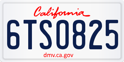 CA license plate 6TSO825
