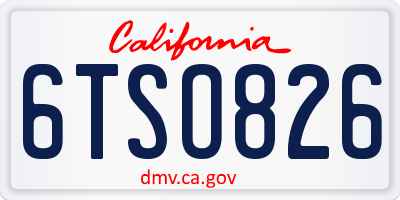CA license plate 6TSO826