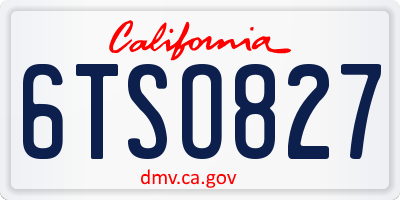 CA license plate 6TSO827