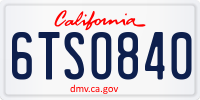 CA license plate 6TSO840