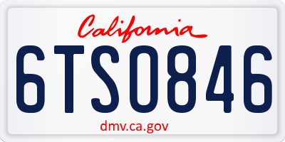 CA license plate 6TSO846