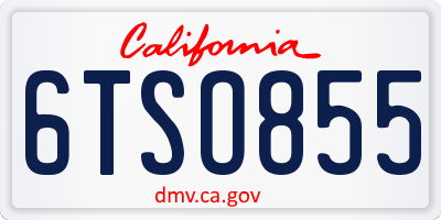 CA license plate 6TSO855