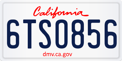 CA license plate 6TSO856