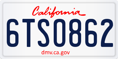 CA license plate 6TSO862