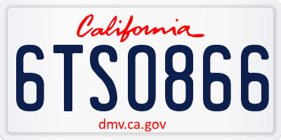 CA license plate 6TSO866