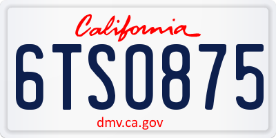 CA license plate 6TSO875