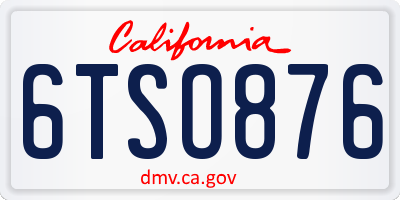 CA license plate 6TSO876