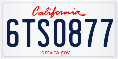 CA license plate 6TSO877
