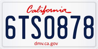 CA license plate 6TSO878