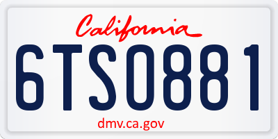 CA license plate 6TSO881