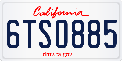 CA license plate 6TSO885