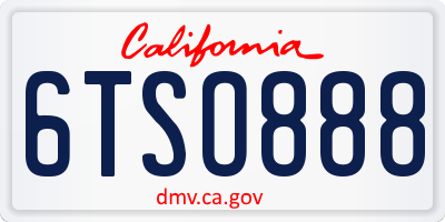 CA license plate 6TSO888