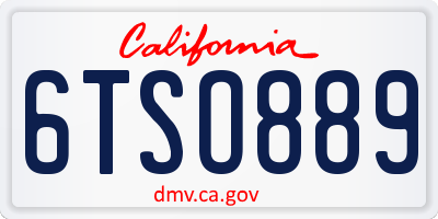 CA license plate 6TSO889
