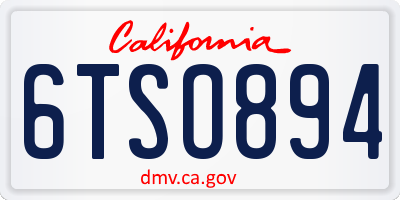 CA license plate 6TSO894