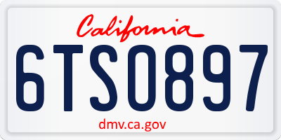 CA license plate 6TSO897