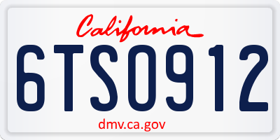CA license plate 6TSO912