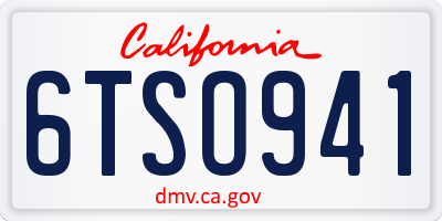 CA license plate 6TSO941