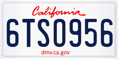 CA license plate 6TSO956