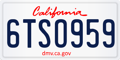 CA license plate 6TSO959