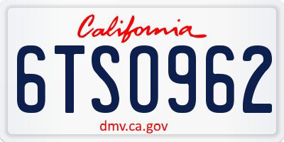 CA license plate 6TSO962