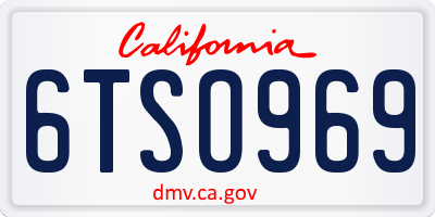 CA license plate 6TSO969