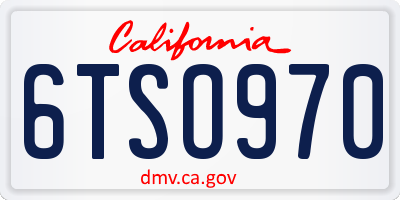 CA license plate 6TSO970