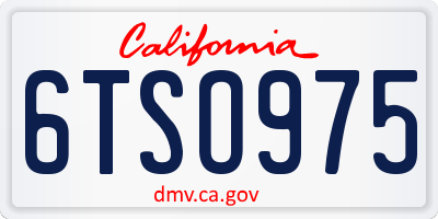 CA license plate 6TSO975